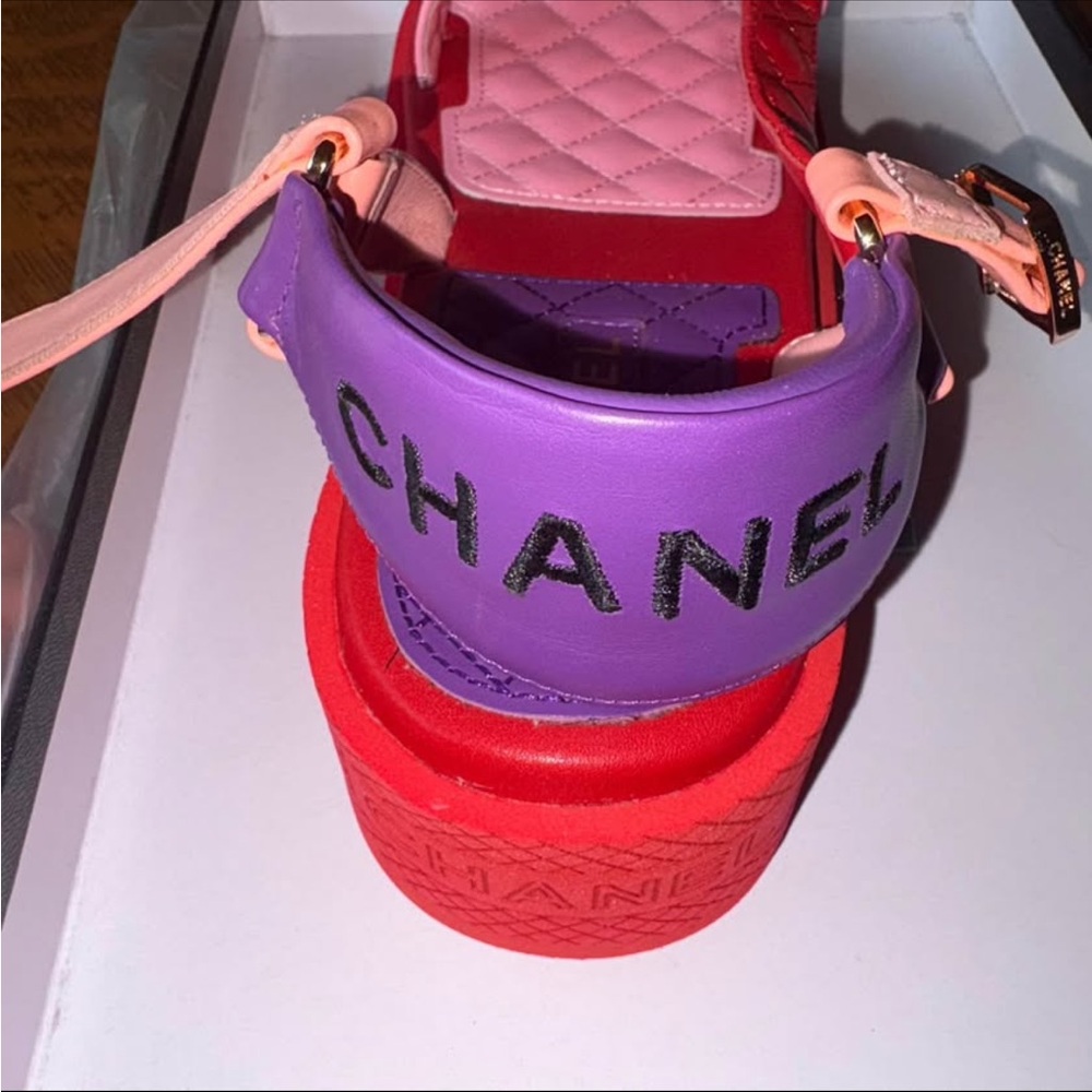 CHANEL Colorful Sandals in Pink, Red, and Purple… - Picture 3 of 9